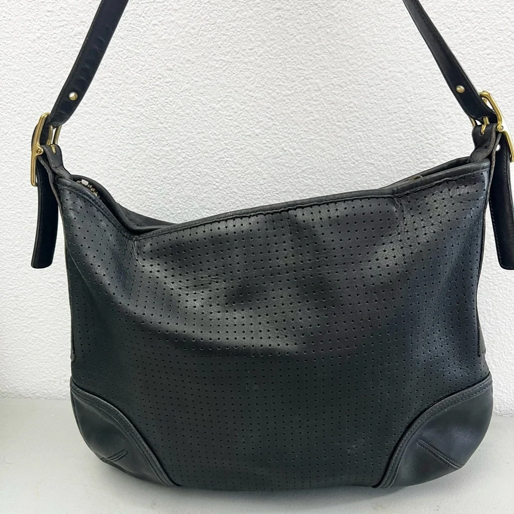 Coach Legacy 9218 Black Perforated Leather Shoulder Bag